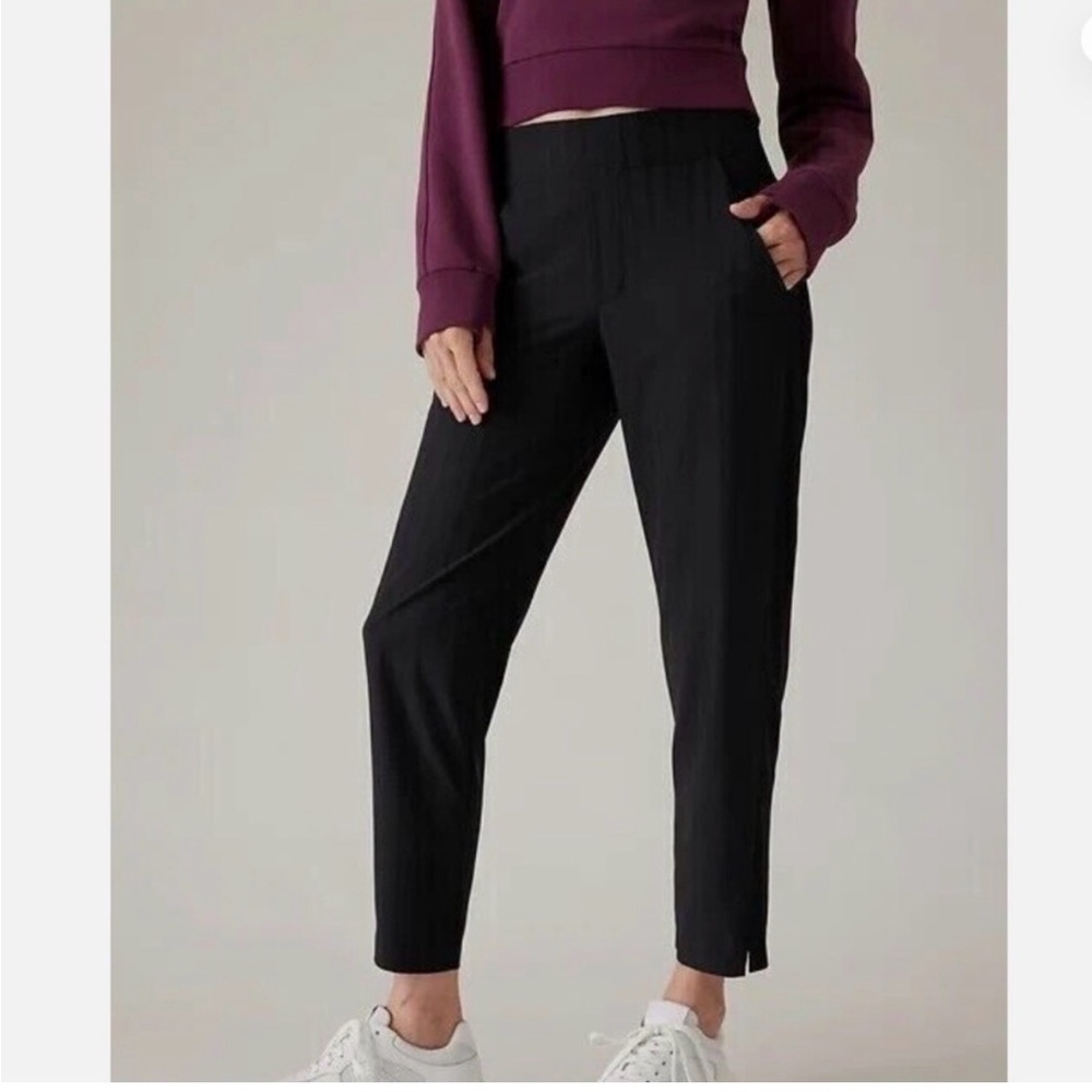 Athleta Brooklyn Ankle Pants in Pinstripe Black